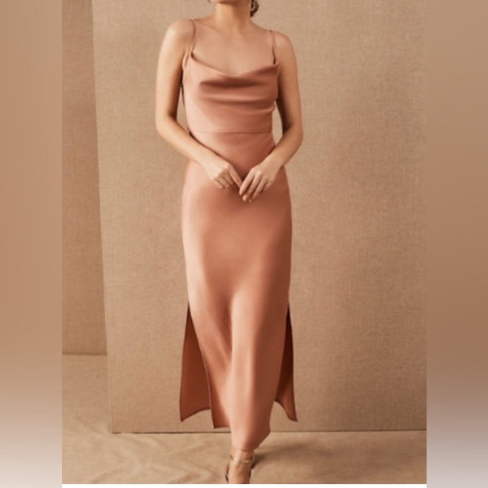 BHLDN Cali Satin Charmeuse Midi Dress. Sedona Sunset Bridesmaid sz4 worn once